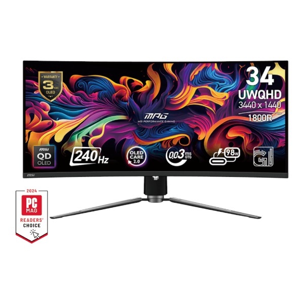 Monitor MSI MPG 341CQPX QD-OLED 34.18" / UWQHD / 240Hz / 0,03ms (GTG) / Curved (black)
