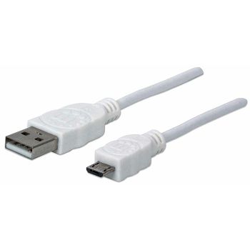 Kabel MANHATTAN, USB 2.0, USB-A (M) na micro USB-B (M), 1.0m, bijeli