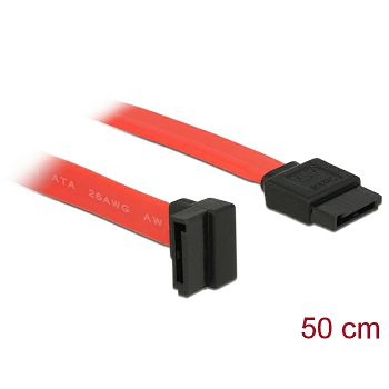 Kabel DELOCK, interni SATA, 50cm, crveni, jedan konektor pod gornjim 90° kutem
