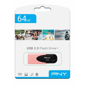 USB stick PNY Attaché 4 Pastel, 64GB, USB2.0, rozi