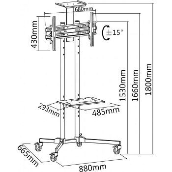 SBOX podni stalak za TV FS-401 mobilni