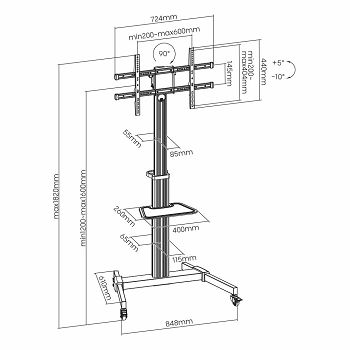 SBOX podni stalak za TV FS-444 mobilni