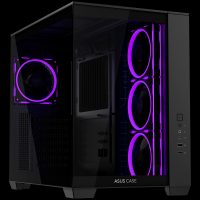 ASUS A32 PLUS ATX računalniško ohišje, kaljeno steklo, štirje 120mm ARGB ventilatorji, črno - 90DC00
