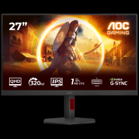 AOC Gaming Q27G4SRU monitor - 68.6cm (27"), QHD (2560 x 1440), Fast IPS, 320Hz, 0.3ms MPRT (1ms GtG), Adaptive Sync, G-Sync Compatible, HDR400, USB razdelilnik, 2x HDMI 2.1, 1x DP 1.4 - Q27G4SRU-A
