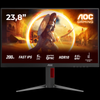 AOC Gaming 24G4HA monitor - 60.5cm (24"/23.8" vidno), FHD (1920 x 1080), Fast IPS, 200Hz, 0.5ms MPRT (1ms GtG), Adaptive Sync, G-Sync Compatible, HDR10, 2x HDMI 2.0, 1x DP 1.4 - 24G4HA-A