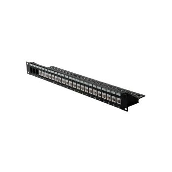 Roline 24-portni Patch Panel (prazni) 19" Keystone UTP Cat.5e/6/Class E, crni