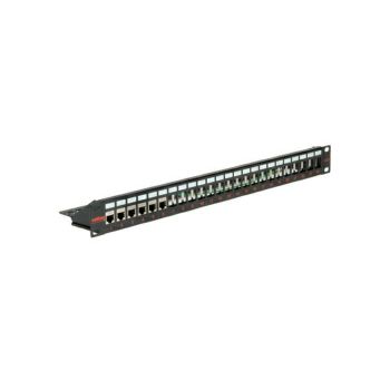 Roline 24-portni Patch Panel (prazni) 19" Keystone STP Cat.5/6/6a/Class E, crni