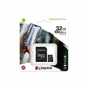 Memorijska kartica KINGSTON Canvas Select Plus Micro SDCS2/32GB, SDHC 32GB, Class 10 UHS-I + adapter 