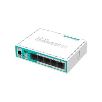 Mikrotik RB750r2 hEX lite, 850MHz CPU, 64MB RAM, 5×LAN, RouterOS L4, plastično kućište, PSU