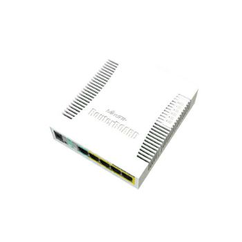Mikrotik Cloud Smart Switch CSS106-1G-4P-1S (RB260GSP) 5-port Gigabit PoE-out smart preklopnik sa SFP cage, SwOS, plastično kućište, PSU, 53W
