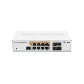 Mikrotik Cloud Router Switch CRS112-8P-4S-IN, QCA8511 400Mhz CPU, 128MB RAM, 8×G-LAN PoE-out, 4×SFP, RouterOS L5, desktop kućište, rack mount, PSU