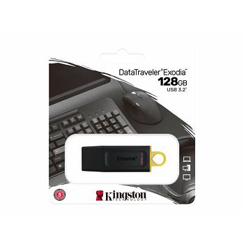 KINGSTON 128GB USB3.2 Gen1 DT Bk+Yellow