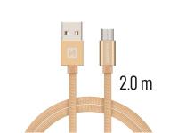 SWISSTEN kabel USB/microUSB, platneni, 3A, 2m, zlatni - 03080048