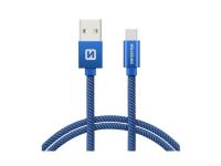 SWISSTEN kabel USB/USB-C, platneni, 3A, 1.2m, plavi - 03080053