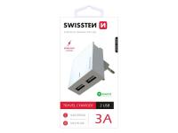 SWISSTEN punjač za AC220, 2xUSB, 3.1A, SMART IC, držač, bijeli - 03100016