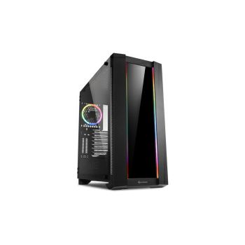 Sharkoon ELITE SHARK CA200G Tower E-ATX kućište, bez napajanja, prozirna bočna stranica, RGB ventilator stražnji 1×120, crno