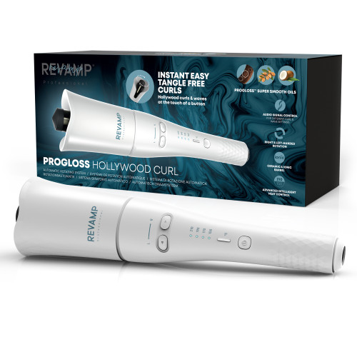 REVAMP PROGLOSS HOLLYWOOD CURL AUTOMATIC ROTATING HAIR CURLER - WHITE CL-1850