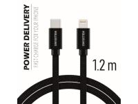 SWISSTEN kabel USB-C/Lightning, platneni, 1.2m, crni - 03080079
