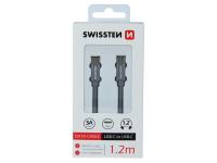 SWISSTEN kabel USB-C/USB-C, platneni, 3A, 1.2m, sivi - 03080080