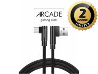 SWISSTEN kabel Arcade USB/microUSB, 3A, 1.2m, L-konektor, crni - 03080091