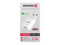 SWISSTEN punjač za AC220, 2xUSB, 2.1A, SMART IC, bijeli, BOX - 03100035