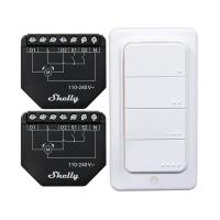 Set of 2 WiFi Shutter Controllers for Blinds/Curtains Shelly Shutter + BLU RC Button 4