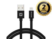 SWISSTEN kabel USB/Lightning, platneni, 3A, 3m, crni - 03080100
