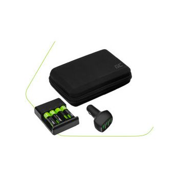 Green Cell auto punjač + punjač sa 4×AA Ni-MH 2000mAh punjive baterije + putna torbica za dodatnu opremu