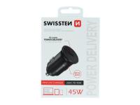 SWISSTEN punjač za auto, 1xUSB-C, 5.5A, Super Fast PD3.0 45W, crni - 03110015