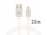 SWISSTEN kabel USB/Lightning, platneni, 3A, 2m, srebrni - 03080101
