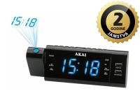 AKAI budilica s projektorom, FM/AM radio, LCD, USB MP3 + USB punjač ACR-3888 - 19040036