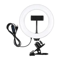Puluz 20 cm Ring Light for Vlogging with Monitor Clip, Phone Holder, and Color Temperature Adjustment (Black)