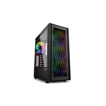 Sharkoon RGB WAVE Midi Tower ATX kućište bez napajanja, prozirna bočna stranica, prednji/stražnji RGB ventilatori 4×120mm, crno