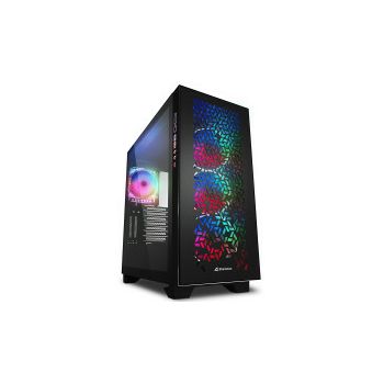 Sharkoon ELITE SHARK CA300H Tower E-ATX kućište bez napajanja, prozirne bočne stranice, prednji/stražnji RGB ventilatori 4×120mm, crno