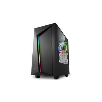 Sharkoon REV100 Midi-Tower ATX kućište bez napajanja, prozirna bočna stranica, prednji/stražnji RGB ventilator 2×120mm, crno 