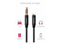 SWISSTEN kabel audio, platneni 3,5mm (muški)/3,5mm (ženski), 1.5m, crni - 03080108