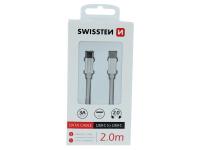 SWISSTEN kabel USB-C/USB-C , platneni, 2 m,srebrni - 03080110