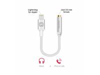 SWISSTEN kabel audio, platneni  LIGHTNING /3,5 ženski jack - 15cm srebrni - 03080112