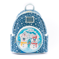 LOUNGEFLY DISNEY SNOWMAN MINNIE MICKEY SNOW GLOBE MINI BACKPACK