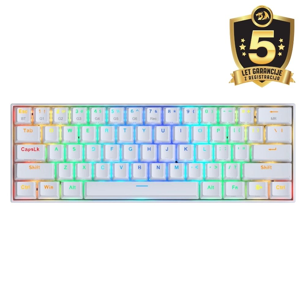 KEYBOARD - REDRAGON DRACONIC K530RGB PRO BT/WIRED MECHANICAL WHITE BROWN SWITCH