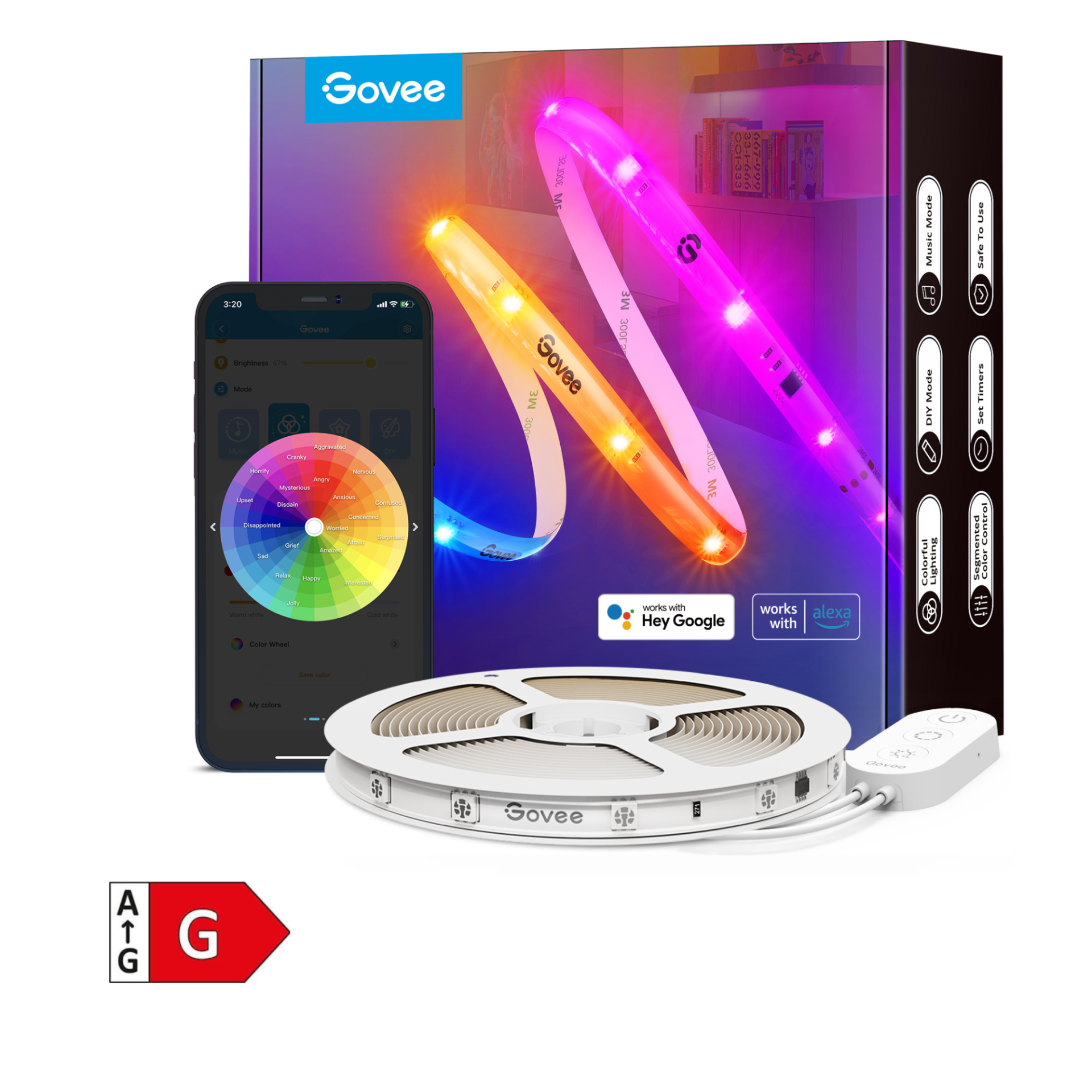 GOVEE RGBIC LED STRIP LIGHTS WITH PROTECTIVE COATING 10M