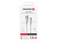 SWISSTEN kabel USB/USB-C, TEXTILE II, 3A, 60W, 480 Mb/s, 1,5m bijelo-srebrni - 03080117