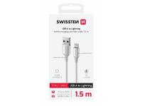 SWISSTEN kabel USB/Lightning TEXTILE II, 3A, 480 Mb/s, 1,5m bijelo-srebrni - 03080120