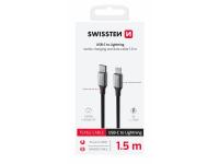 SWISSTEN kabel USB-C/Lightning TEXTILE II, 3A, 30W, 480 Mb/s, 1,5m crno-srebrni - 03080125