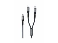 SWISSTEN kabel 2u1 USB-C/2x USB-C, 100W, 50w+50w, 1,5m tekstilni crni - 03050103