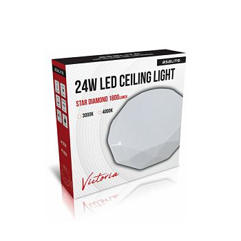 Ceiling LED light, diamond, 24W STAR, 3000K, 1800lm