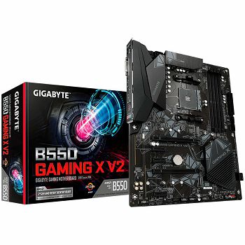 Matična GIGABYTE B550 GAMING X V2, AM4, 4 x DDR4, DVI-D/HDMI, 2xPCIE x16 , 3xPCIE x1, ALC887 , 2x M.2 , 4 x SATA, ATX