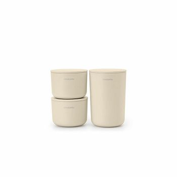 Brabantia set of 3 pots for the bathroom, beige