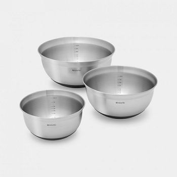 Brabantia set of steel mixing bowls 1, 1.6 &amp; 3 l