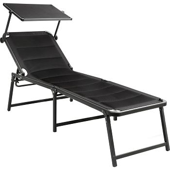 BRUNNER deck chair with canopy ARAVEL HIGH DUNA 0410062N.C09 black